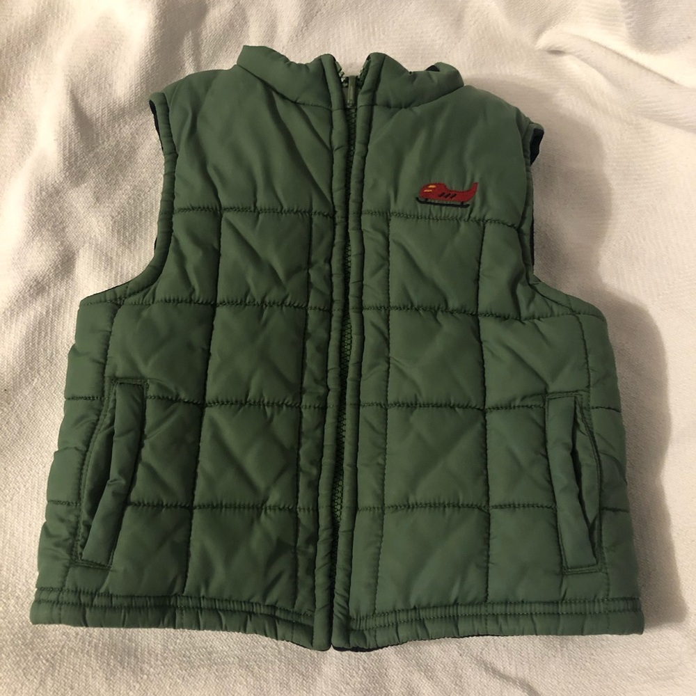 Gymboree Reversible Puffer Vest, Green and Black, 2T
